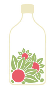 Illustration of lab bottle with flowers