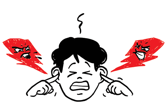 illustration of a head, with lightening striking it